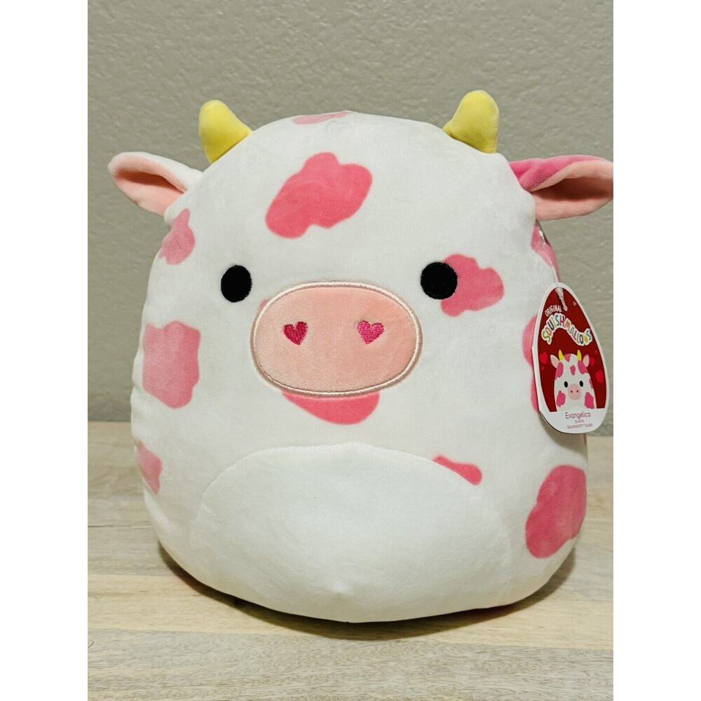 Squishmallow Evangelica 11” Pink Cow 2022 Valentine Kellytoy Soft Plush Gift